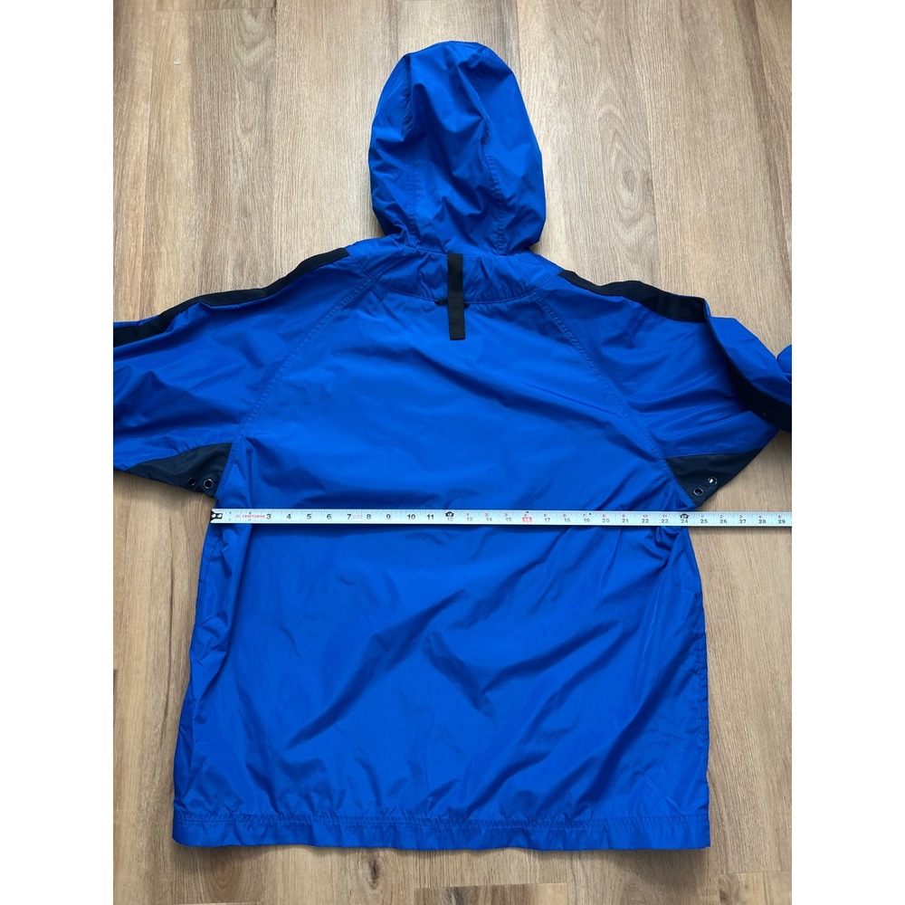 VTG 90s center check nike windbreaker pullover 1/2 zip hooded jacket blue L - Picture 6 of 6